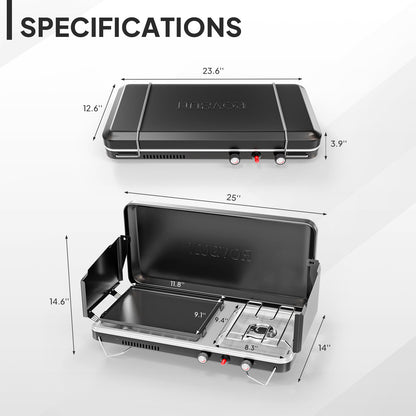 2-in-1 Portable Camping Stove with Grill Combo