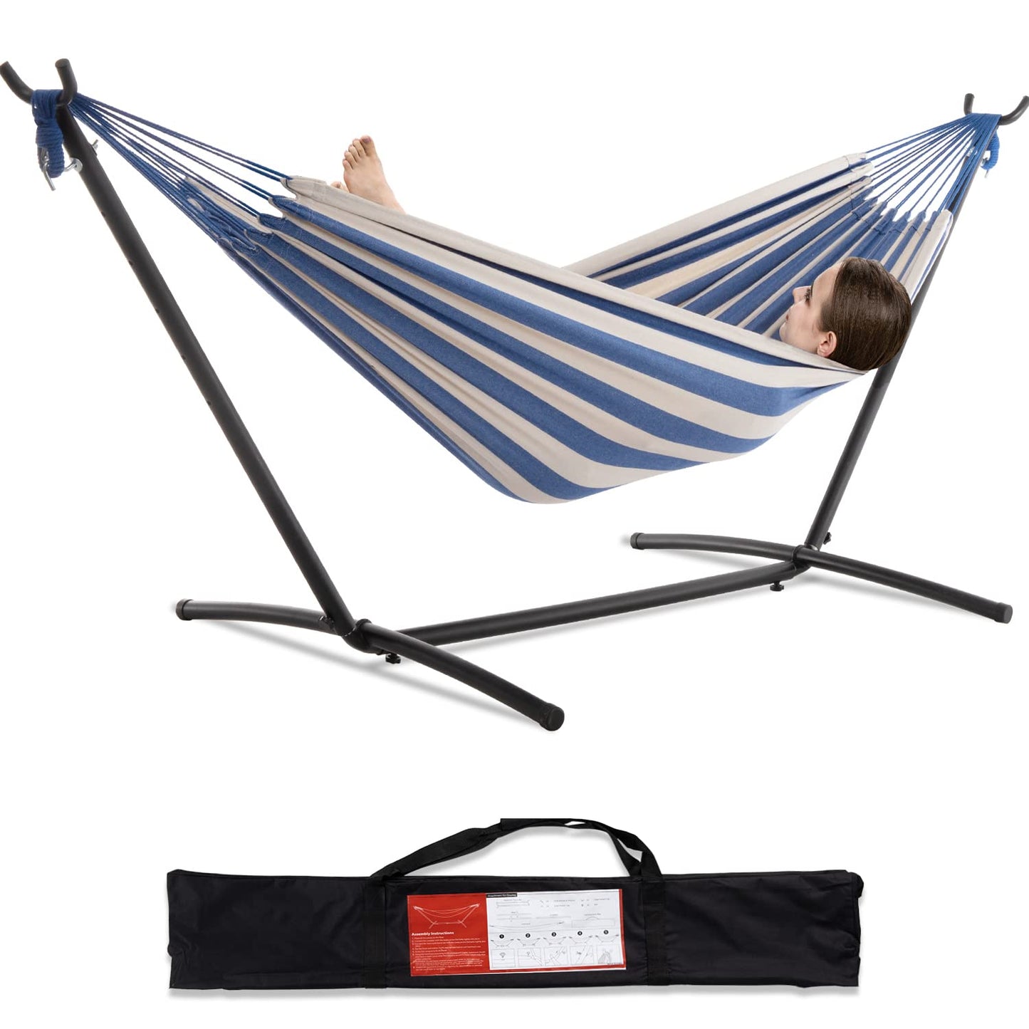 Double Hammock with Heavy-Duty Steel Stand & Carry Bag