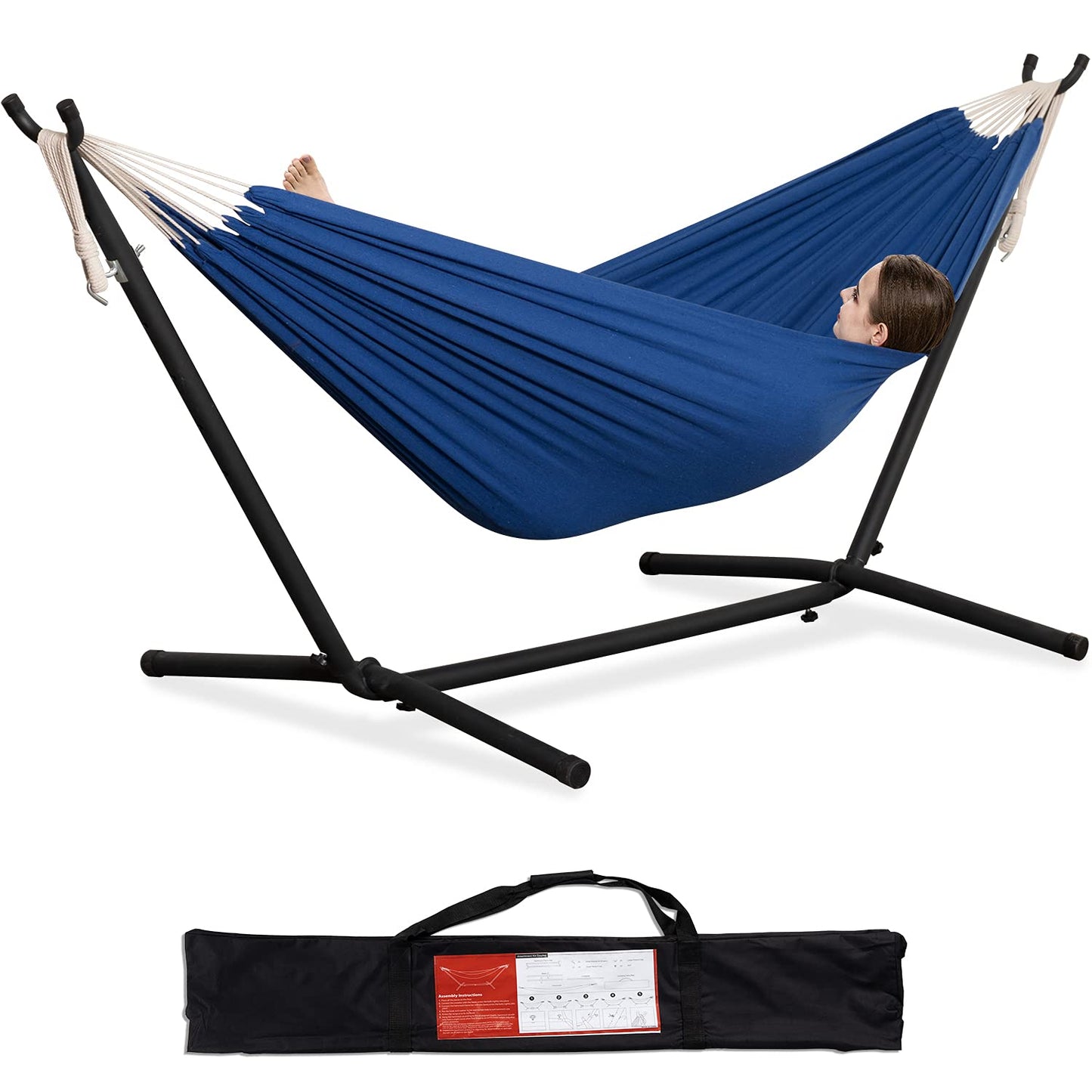 Double Hammock with Heavy-Duty Steel Stand & Carry Bag