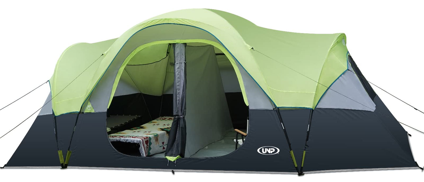10-Person Waterproof Family Camping Tent with 2 Rooms & Mesh Windows
