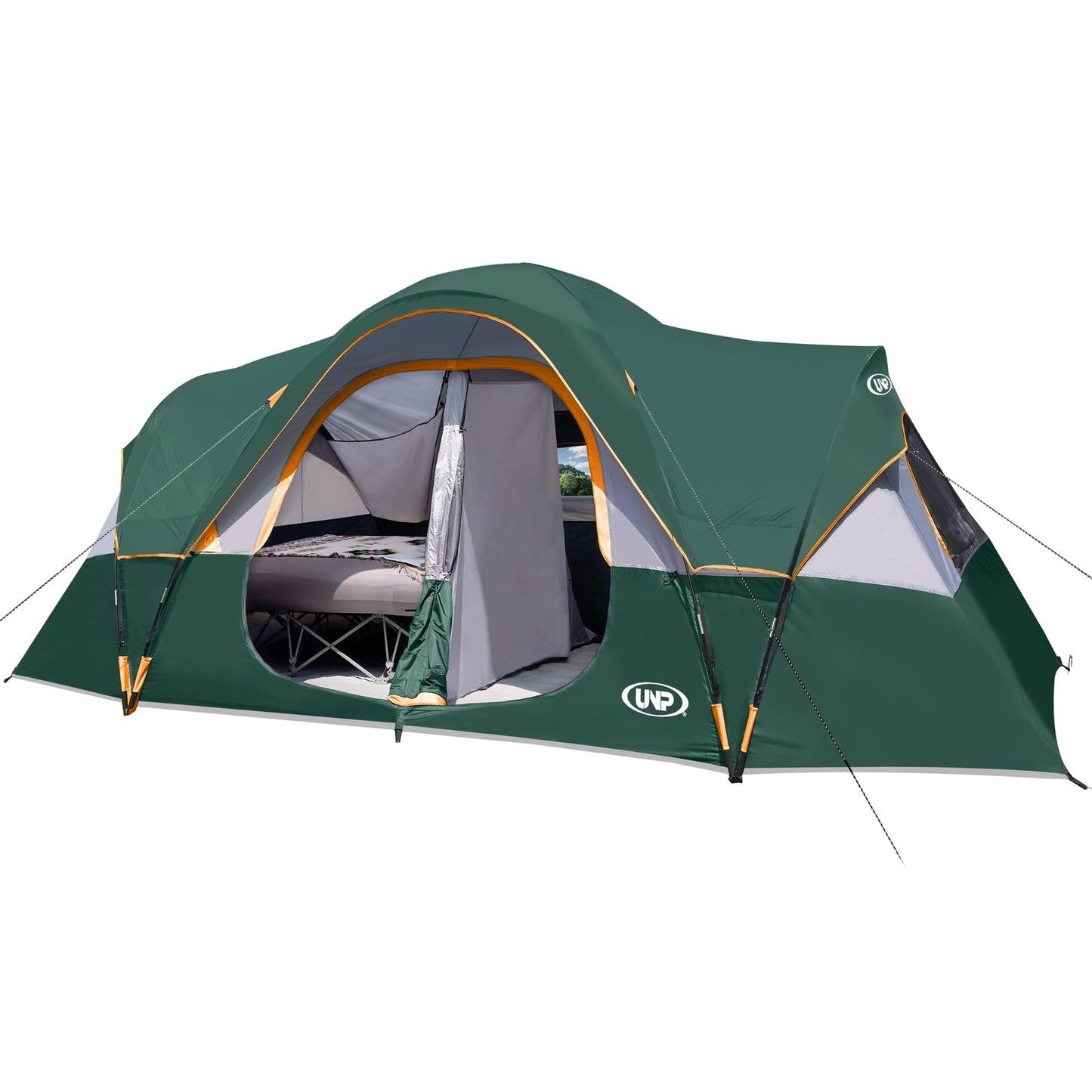 10-Person Waterproof Family Camping Tent with 2 Rooms & Mesh Windows