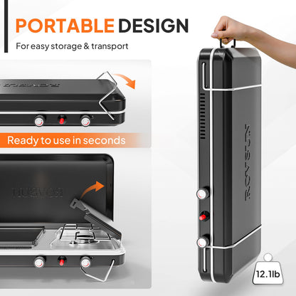 2-in-1 Portable Camping Stove with Grill Combo