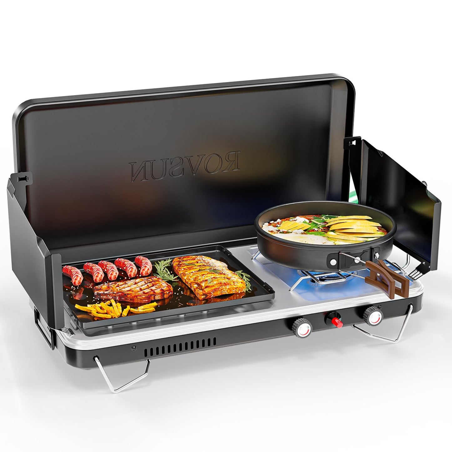 2-in-1 Portable Camping Stove with Grill Combo
