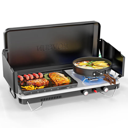 2-in-1 Portable Camping Stove with Grill Combo