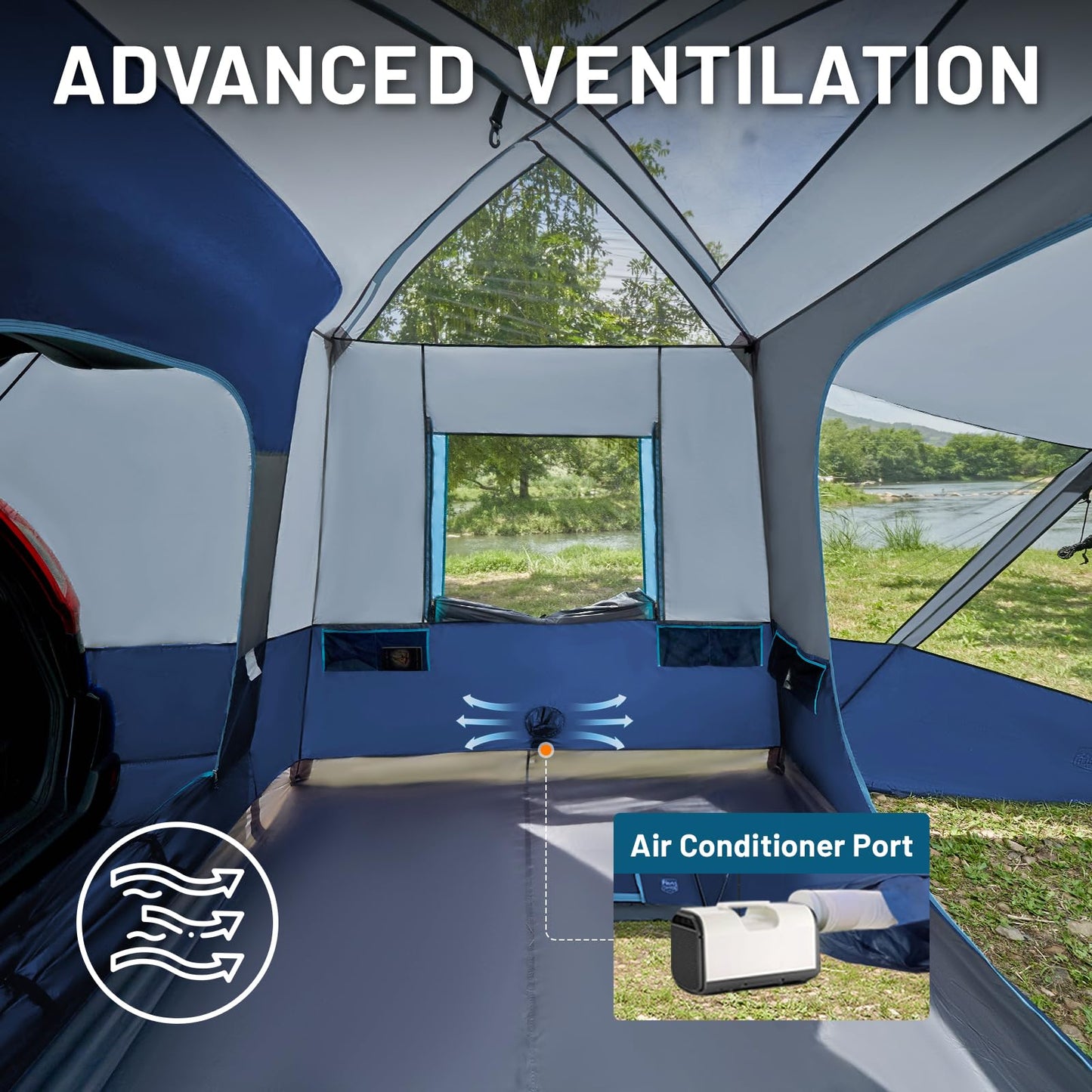 5–9 Person SUV Camping Tent with Screen Porch, Awning & Rainfly