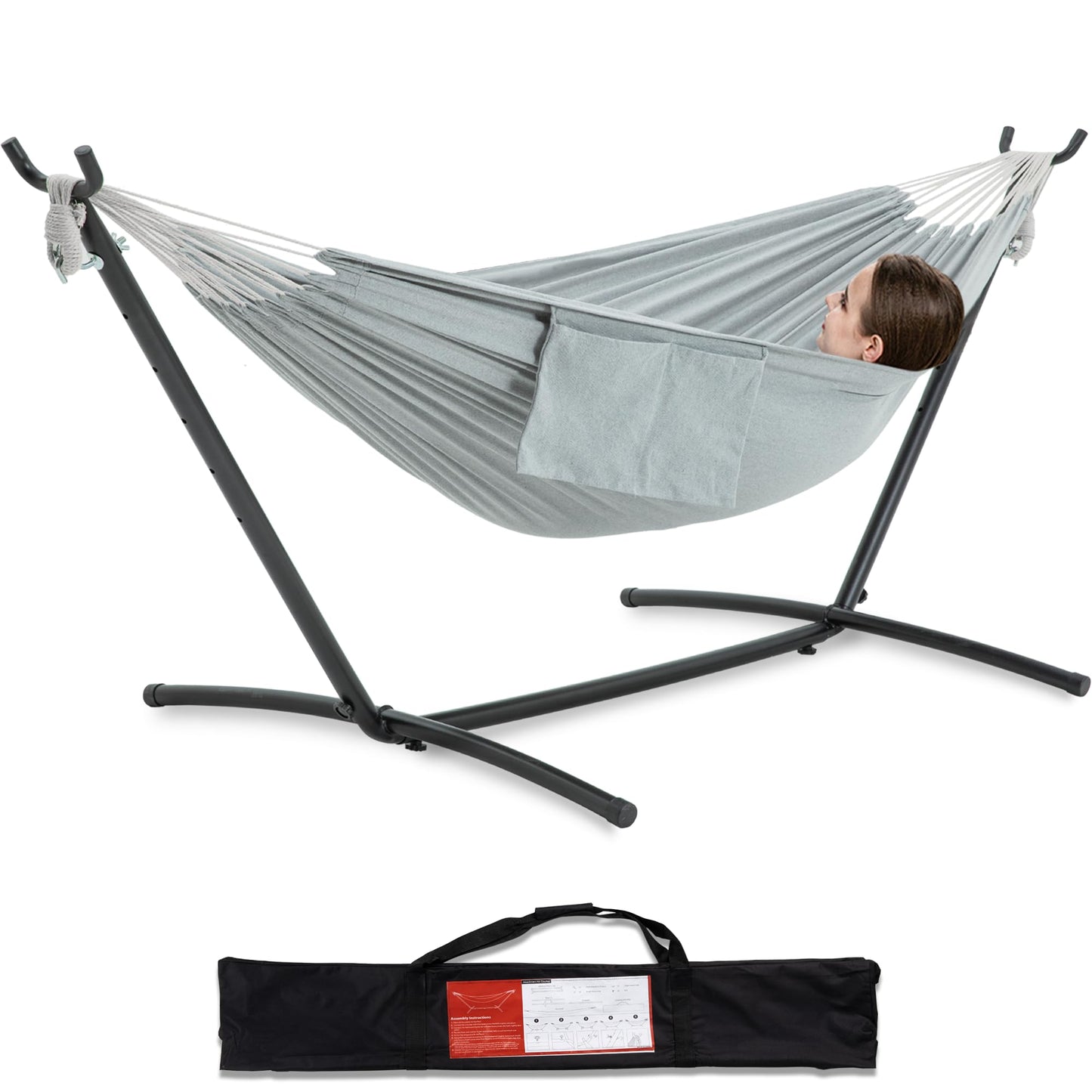 Double Hammock with Heavy-Duty Steel Stand & Carry Bag