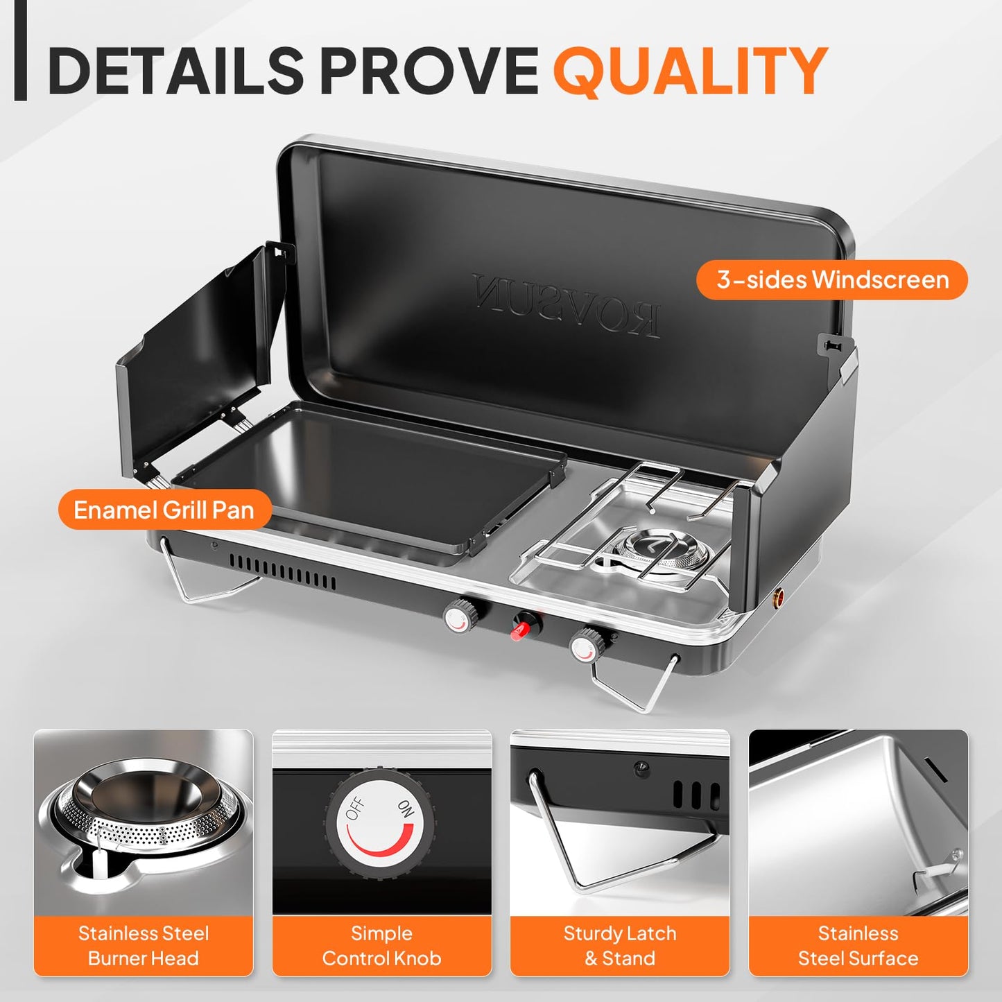 2-in-1 Portable Camping Stove with Grill Combo