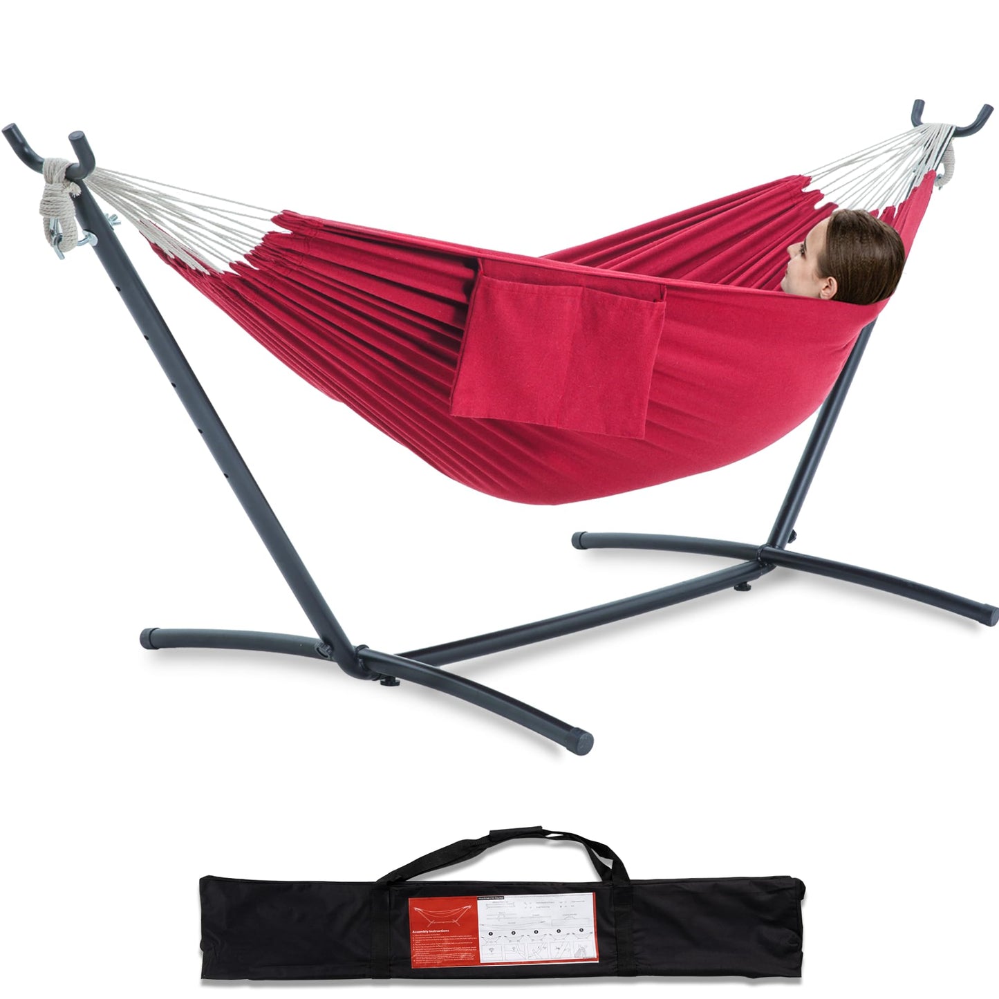 Double Hammock with Heavy-Duty Steel Stand & Carry Bag