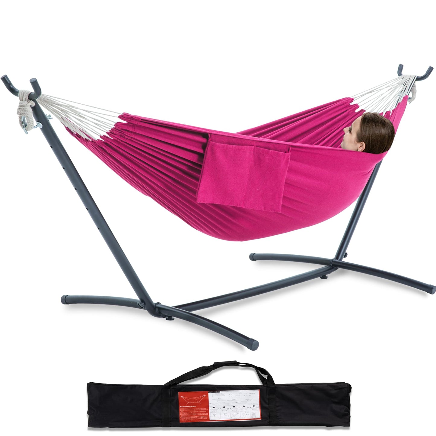 Double Hammock with Heavy-Duty Steel Stand & Carry Bag