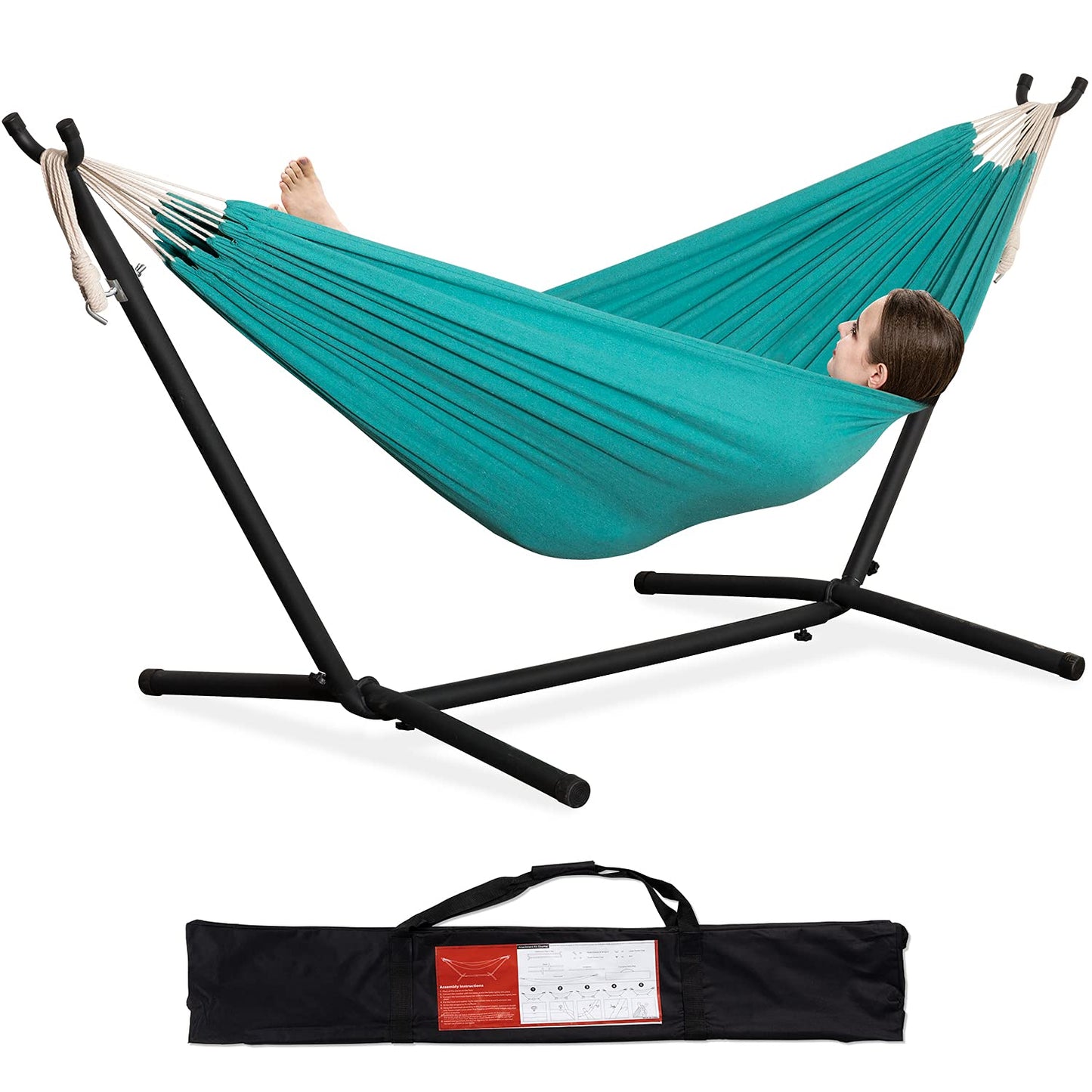 Double Hammock with Heavy-Duty Steel Stand & Carry Bag