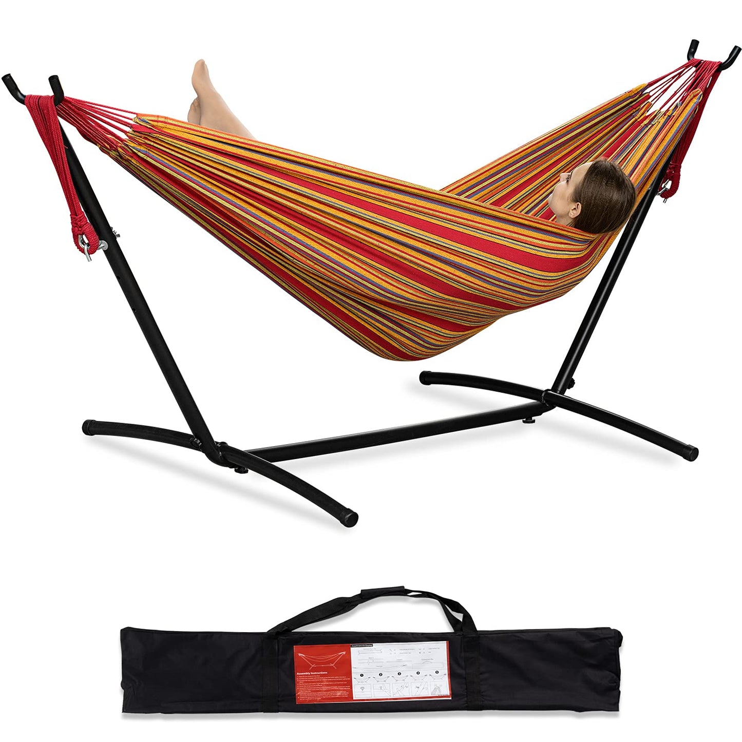Double Hammock with Heavy-Duty Steel Stand & Carry Bag