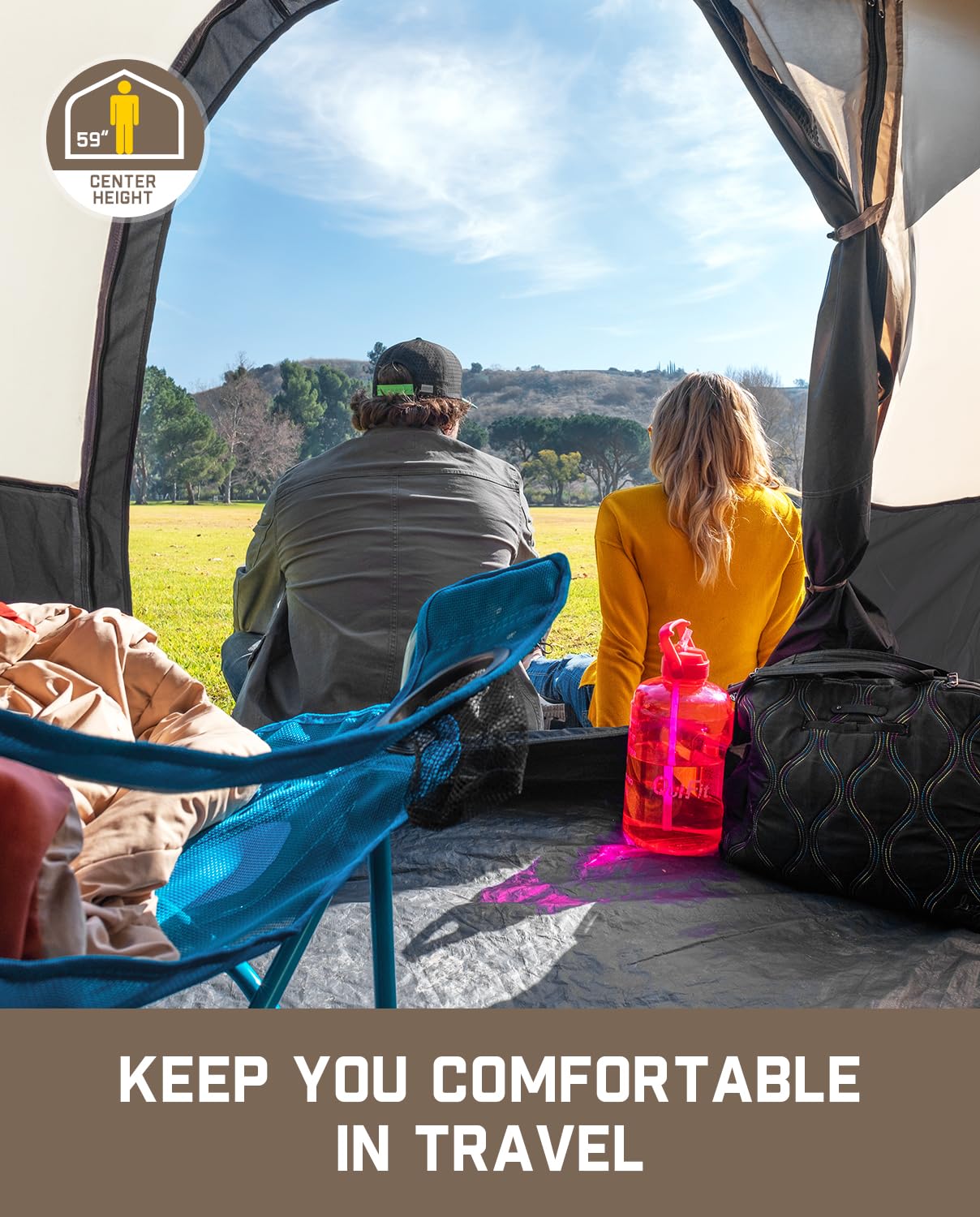 Instant Cabin Camping Tent with Rainfly & Carry Bag for Family Camping