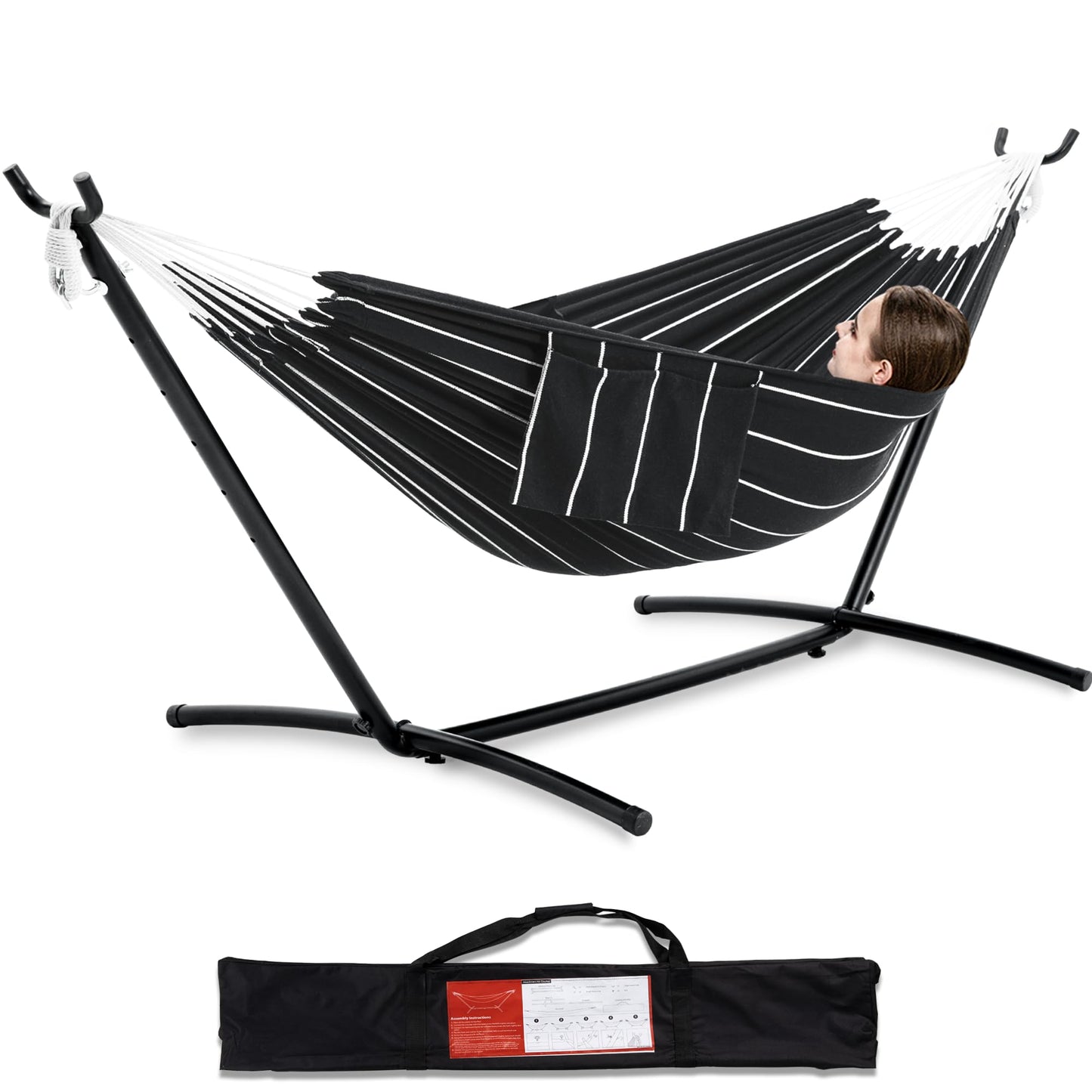 Double Hammock with Heavy-Duty Steel Stand & Carry Bag