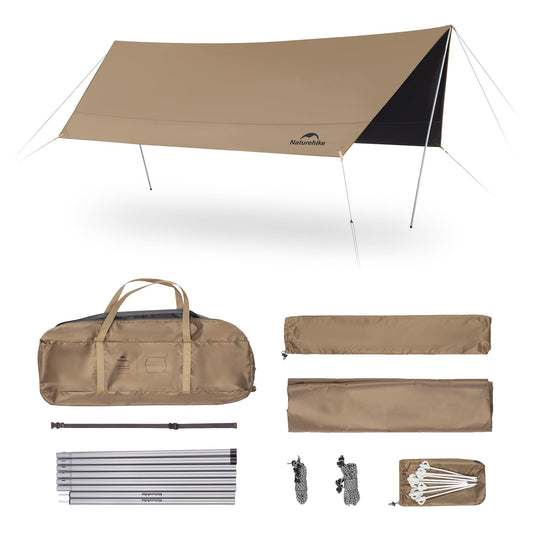 Waterproof Camping Tarp Canopy with Poles & UV Sun Protection