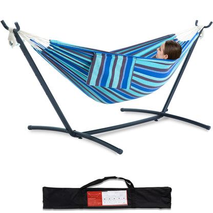Double Hammock with Heavy-Duty Steel Stand & Carry Bag