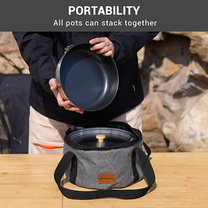 Stainless Steel Camping Cookware Set with Pots, Pan & Kettle