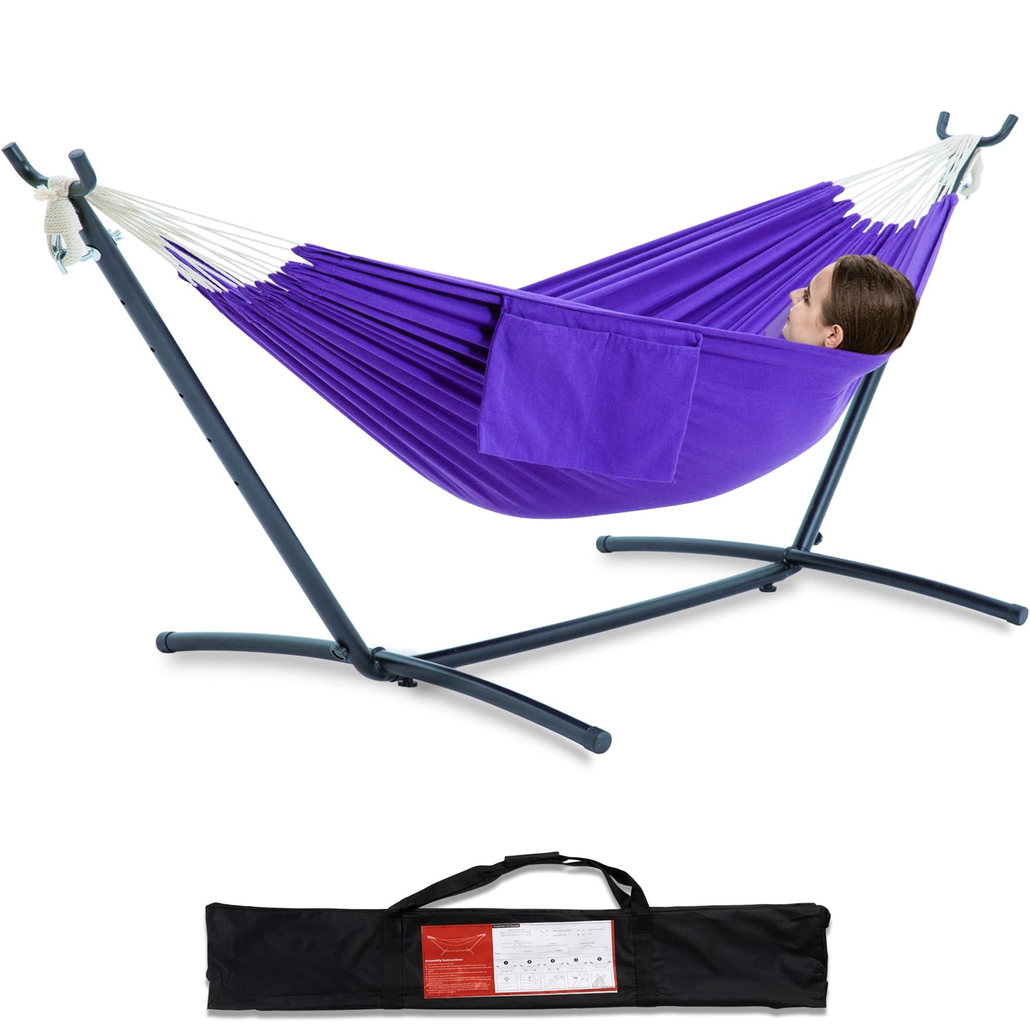 Double Hammock with Heavy-Duty Steel Stand & Carry Bag