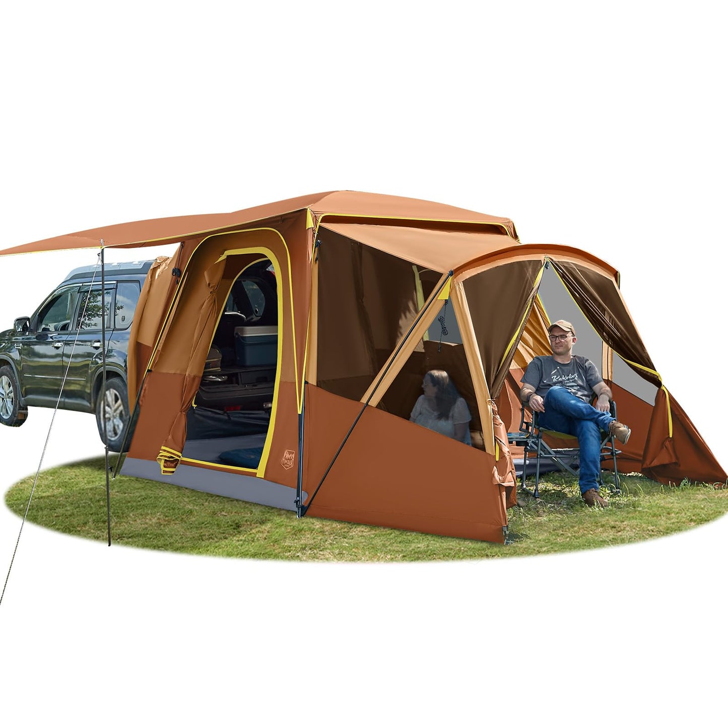 5–9 Person SUV Camping Tent with Screen Porch, Awning & Rainfly