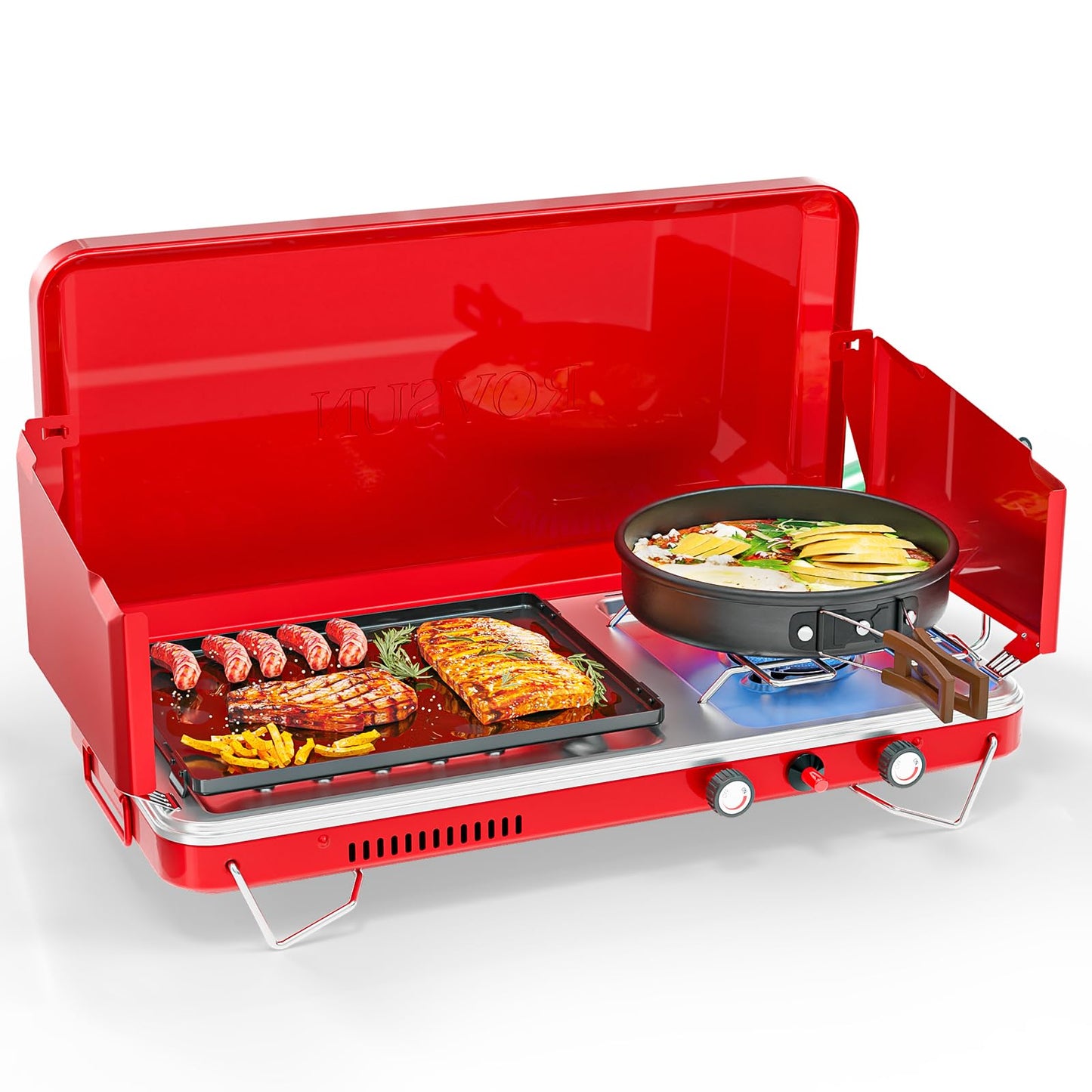 2-in-1 Portable Camping Stove with Grill Combo