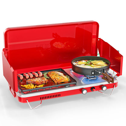 2-in-1 Portable Camping Stove with Grill Combo