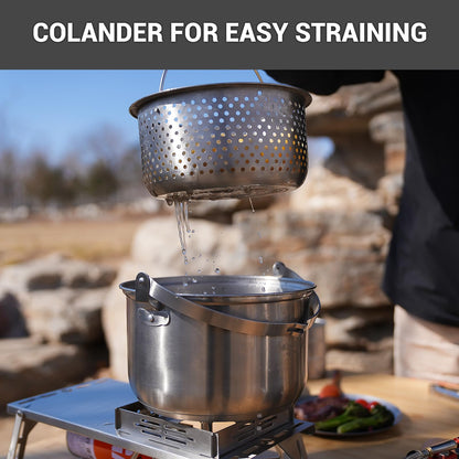 Stainless Steel Camping Cookware Set with Pots, Pan & Kettle