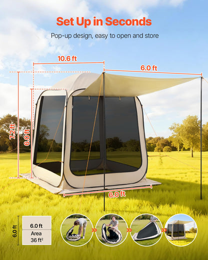 Pop-Up Screen House Tent with Carry Bag for Outdoor Camping & Backyard Use