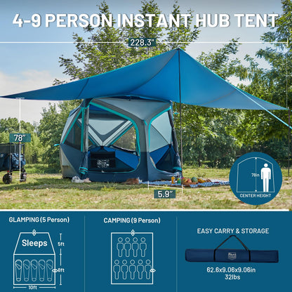 4–8 Person Instant Cabin Camping Tent with Rainfly & Carry Bag
