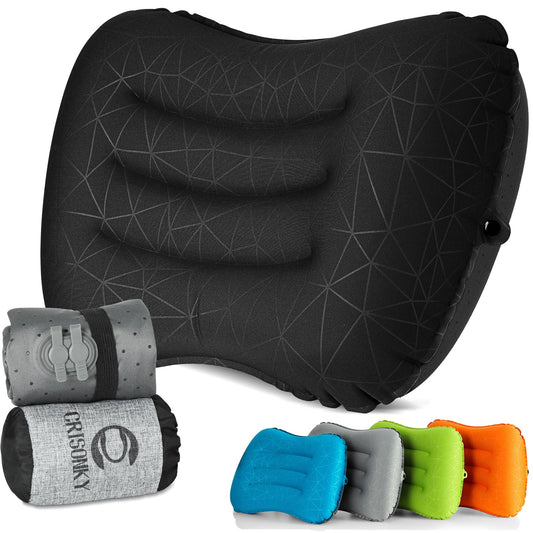Ultralight Inflatable Camping Pillow with Ergonomic Lumbar Support