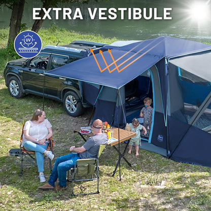 5–9 Person SUV Camping Tent with Screen Porch, Awning & Rainfly