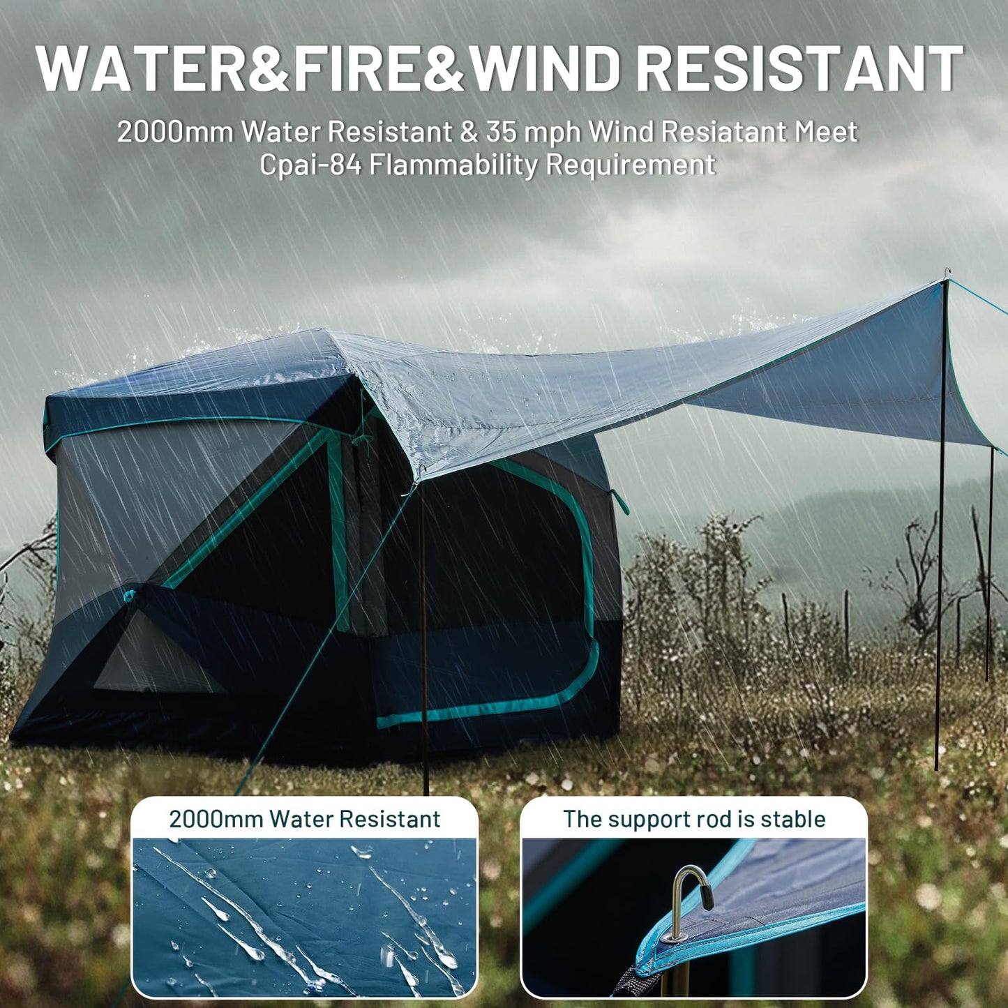 4–8 Person Instant Cabin Camping Tent with Rainfly & Carry Bag