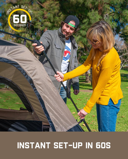 Instant Cabin Camping Tent with Rainfly & Carry Bag for Family Camping