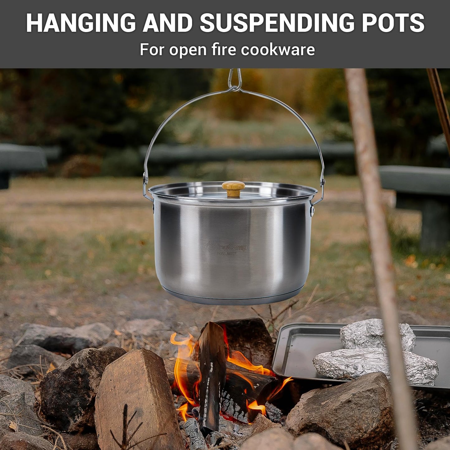 Stainless Steel Camping Cookware Set with Pots, Pan & Kettle