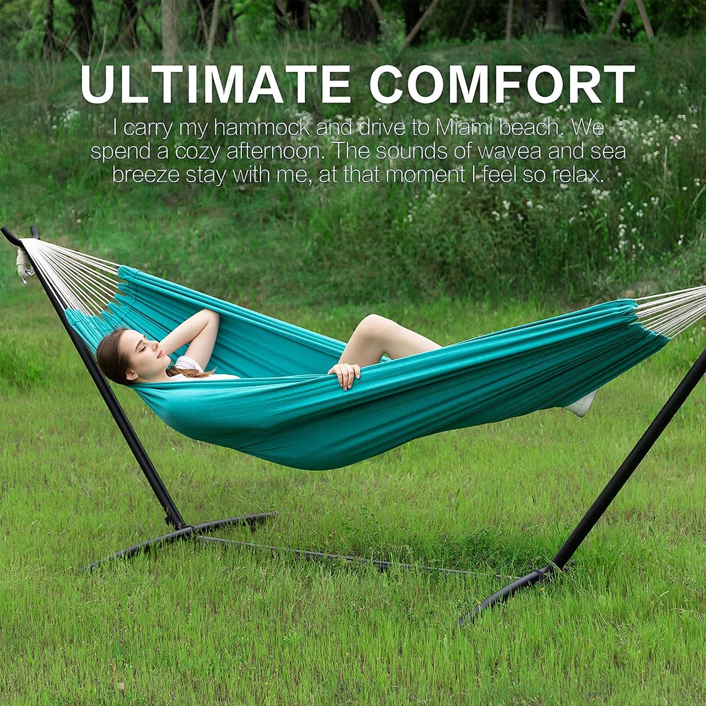 Double Hammock with Heavy-Duty Steel Stand & Carry Bag