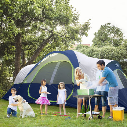 10-Person Waterproof Family Camping Tent with 2 Rooms & Mesh Windows