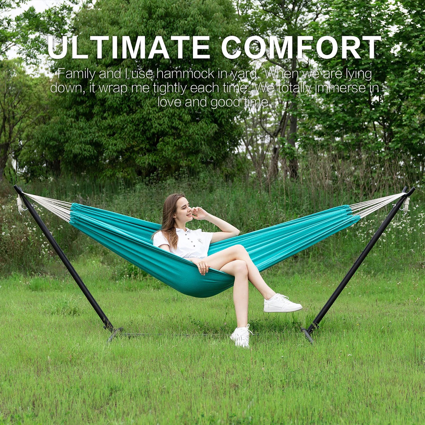 Double Hammock with Heavy-Duty Steel Stand & Carry Bag