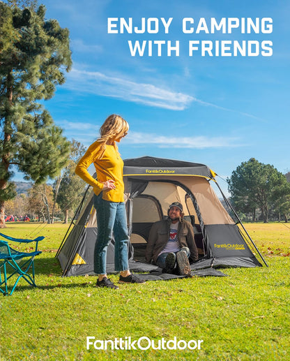 Instant Cabin Camping Tent with Rainfly & Carry Bag for Family Camping
