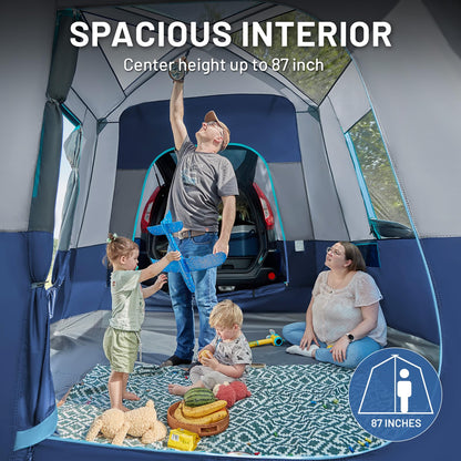 5–9 Person SUV Camping Tent with Screen Porch, Awning & Rainfly