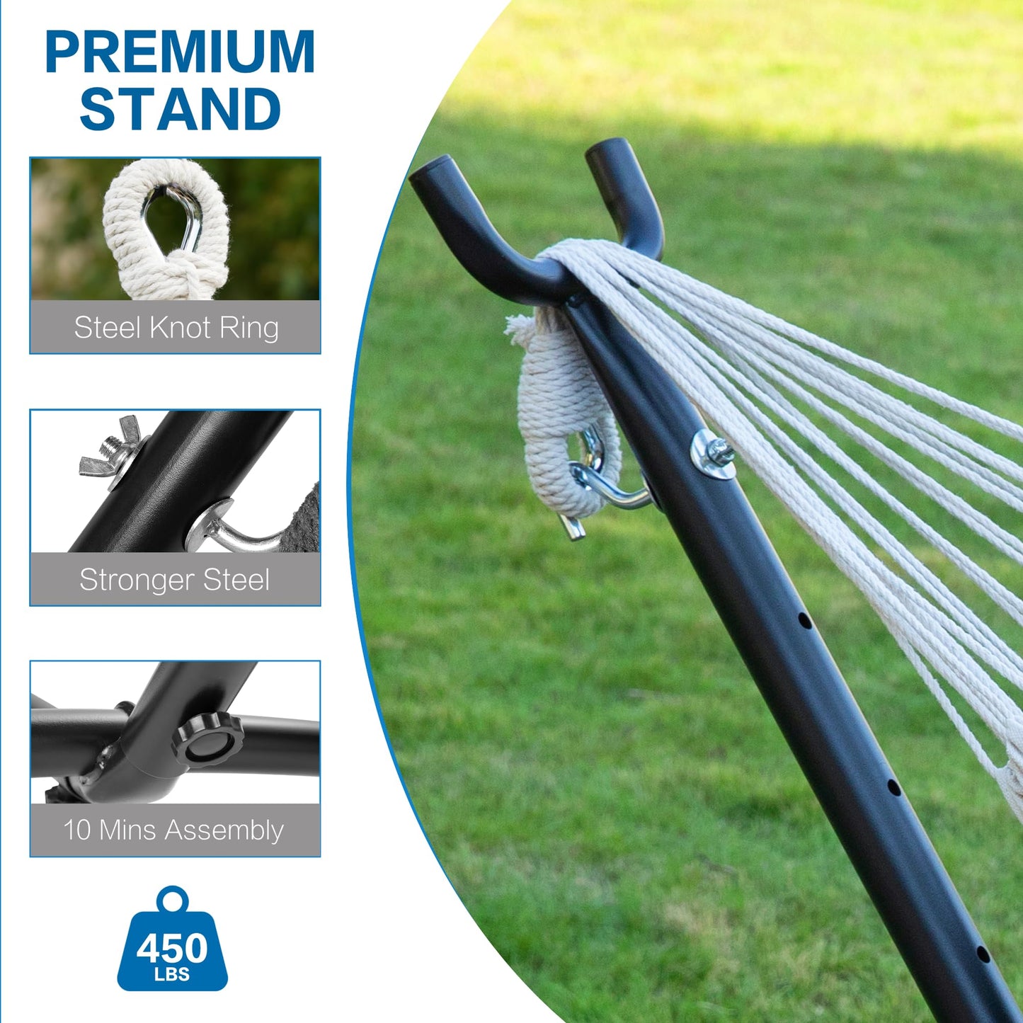 Double Hammock with Heavy-Duty Steel Stand & Carry Bag