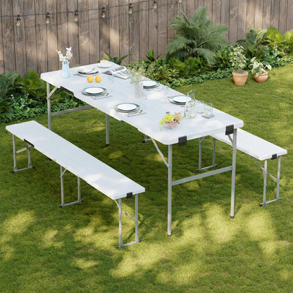 3-Piece Folding Picnic Table & Bench Set for Outdoor & Indoor Use