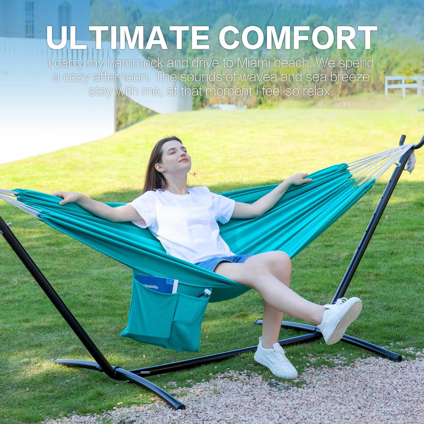 Double Hammock with Heavy-Duty Steel Stand & Carry Bag